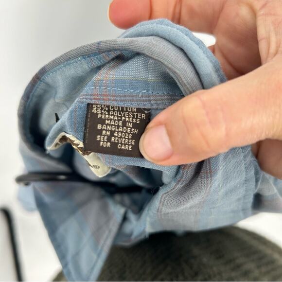 Youngbloods Authentic Western Blue Pearl Snap Button Down Shirt Size Large - Picture 6 of 6